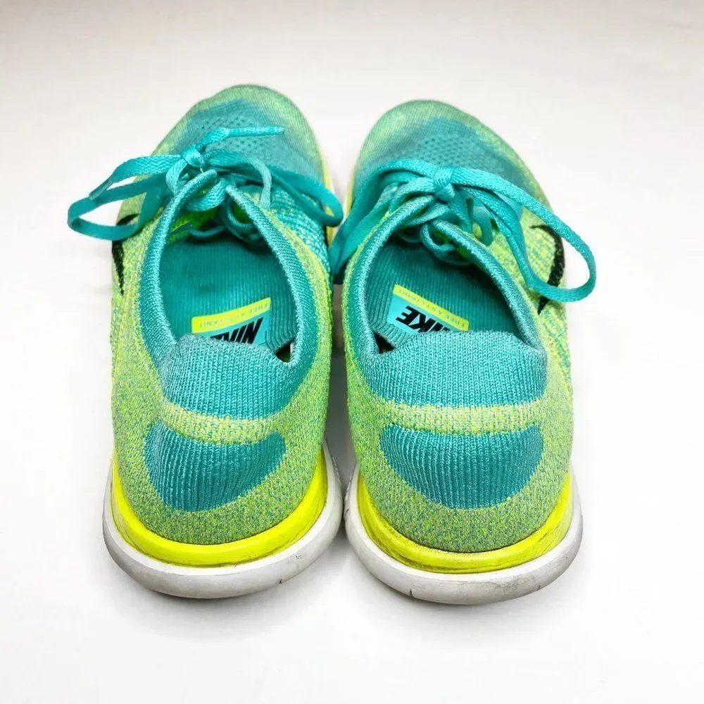 Nike Free 4.0 Flyknit Running Shoes 631050-300 Teal Electric Green Women's 9 - Picture 5 of 7